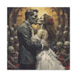Zombie Bride & Groom Matte Canvas Wall Art — Gothic Wedding Horror Canvas