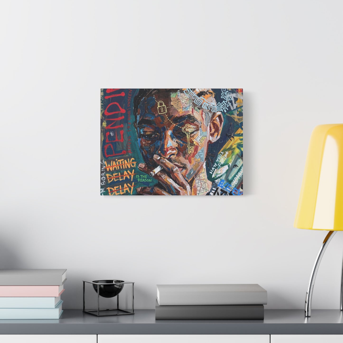 Urban Portrait Matte Canvas Print — 'Waiting Delay' Contemporary Street Art