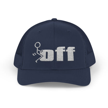 'F Off' Stick Figure Trucker Cap – Retro Distressed Snapback Hat