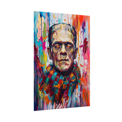 Frankenstein Color Splash Poster — Vibrant Pop Art Horror Wall Print