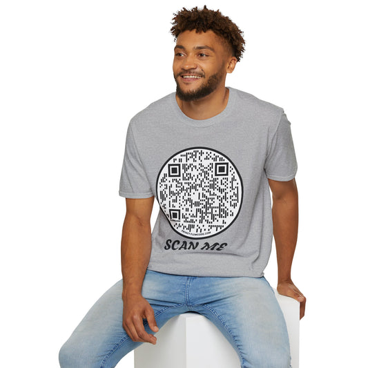 QR Code "Scan Me" T-Shirt — Interactive Novelty Shirt for Events & Gifts