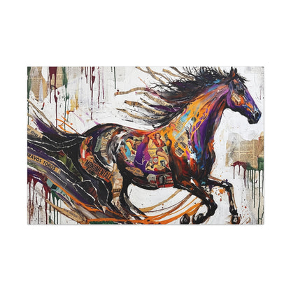 Colorful Galloping Horse Canvas Print — Vibrant Abstract Equestrian Wall Art