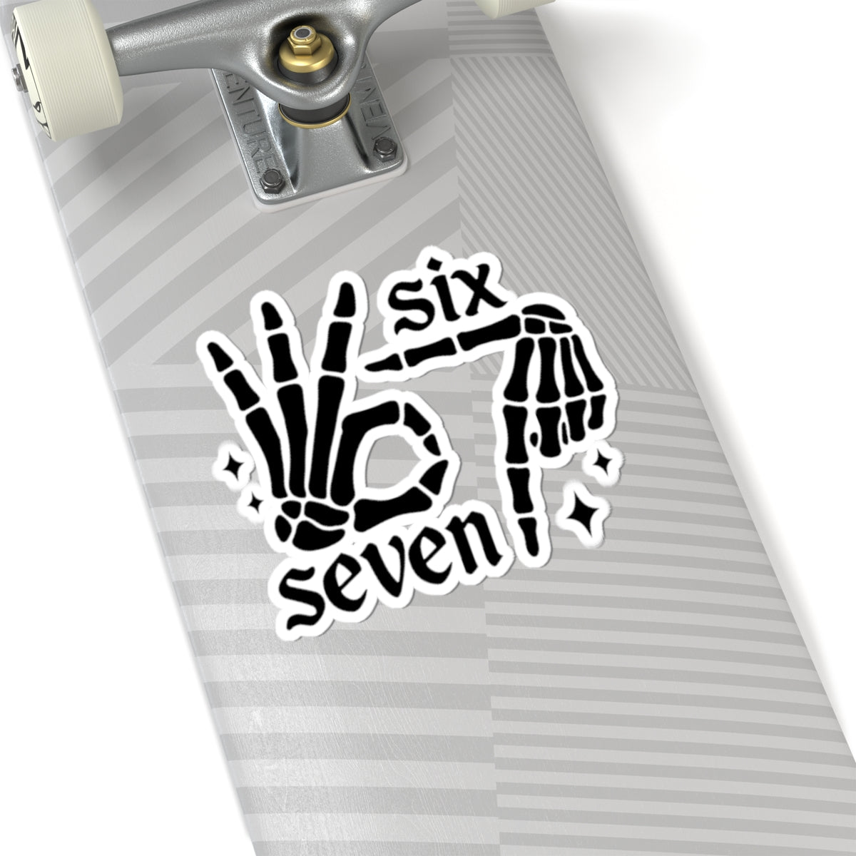 Six Seven Skeleton Hand Kiss-Cut Sticker — Gothic OK Hand Laptop Decal