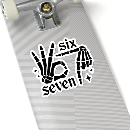 Six Seven Skeleton Hand Kiss-Cut Sticker — Gothic OK Hand Laptop Decal
