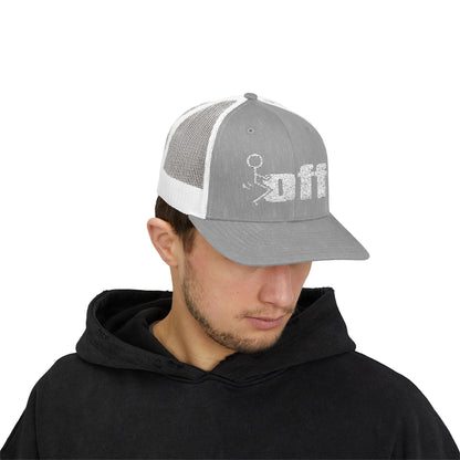 'F Off' Stick Figure Trucker Cap – Retro Distressed Snapback Hat
