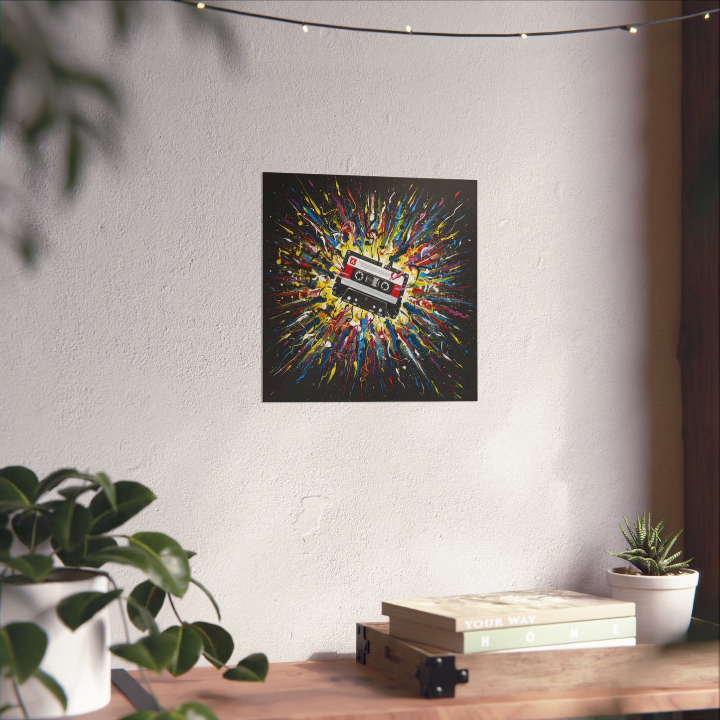 Cassette Explosion Fine Art Print — Retro Music Wall Art