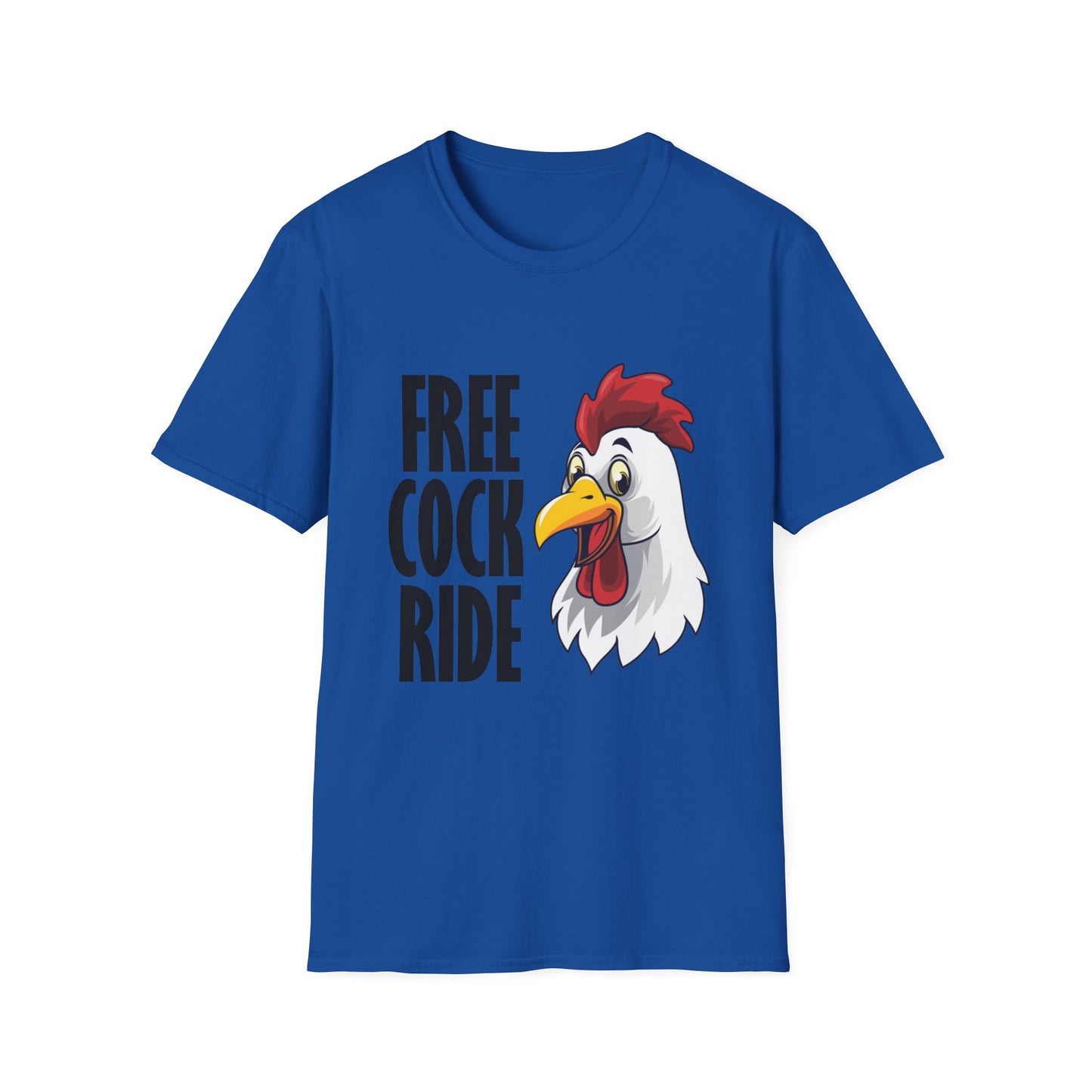 Graphic T-Shirt — "Free Cock Ride" Rooster Novelty Tee