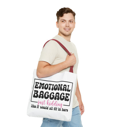 Emotional Baggage Tote Bag — Funny "Emotional Baggage (just kidding)" Reusable Shopper