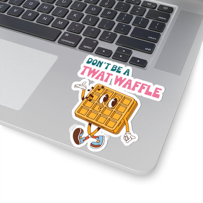 Don’t Be a Twat Waffle Sticker — Funny Retro Waffle Character Kiss-Cut Decal