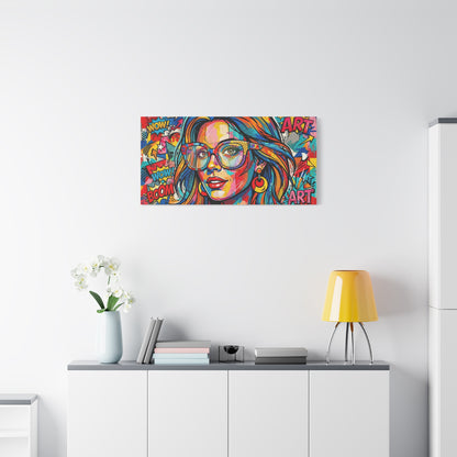 Pop Art Chic Canvas Print — Colorful Retro Neon Portrait
