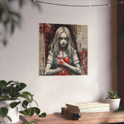 Dark Gothic Alice Fine Art Poster — Bleeding Heart Surreal Wall Art