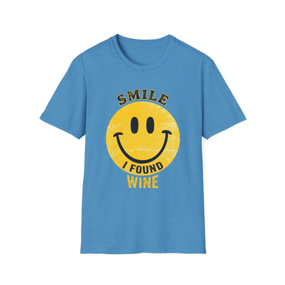 Wine Smile T-Shirt — "Smile I Found Wine" Retro Smiley Tee