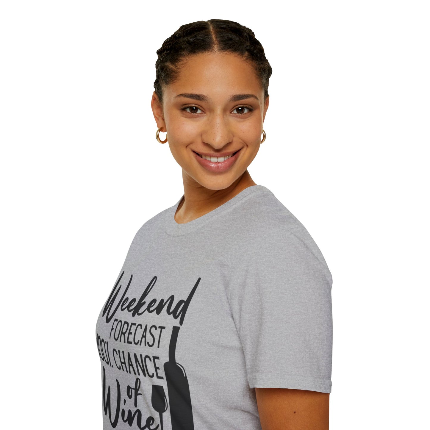Wine Weekend T-Shirt — "Weekend Forecast 100% Chance of Wine" Graphic Tee