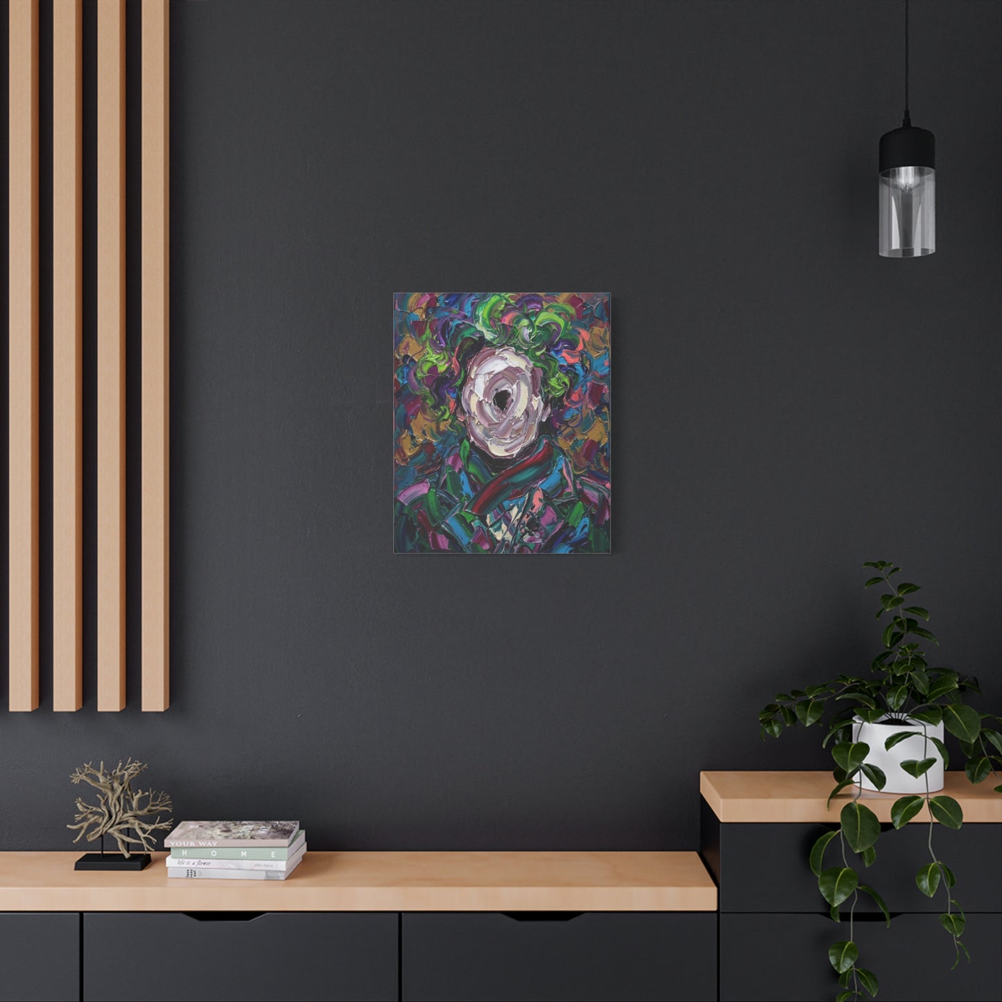 Abstract Floral Canvas Print — Colorful Impasto Rose Wall Art