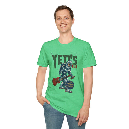 Yeti's Pub Graphic T-Shirt — Vintage Rock Band Snowman Design