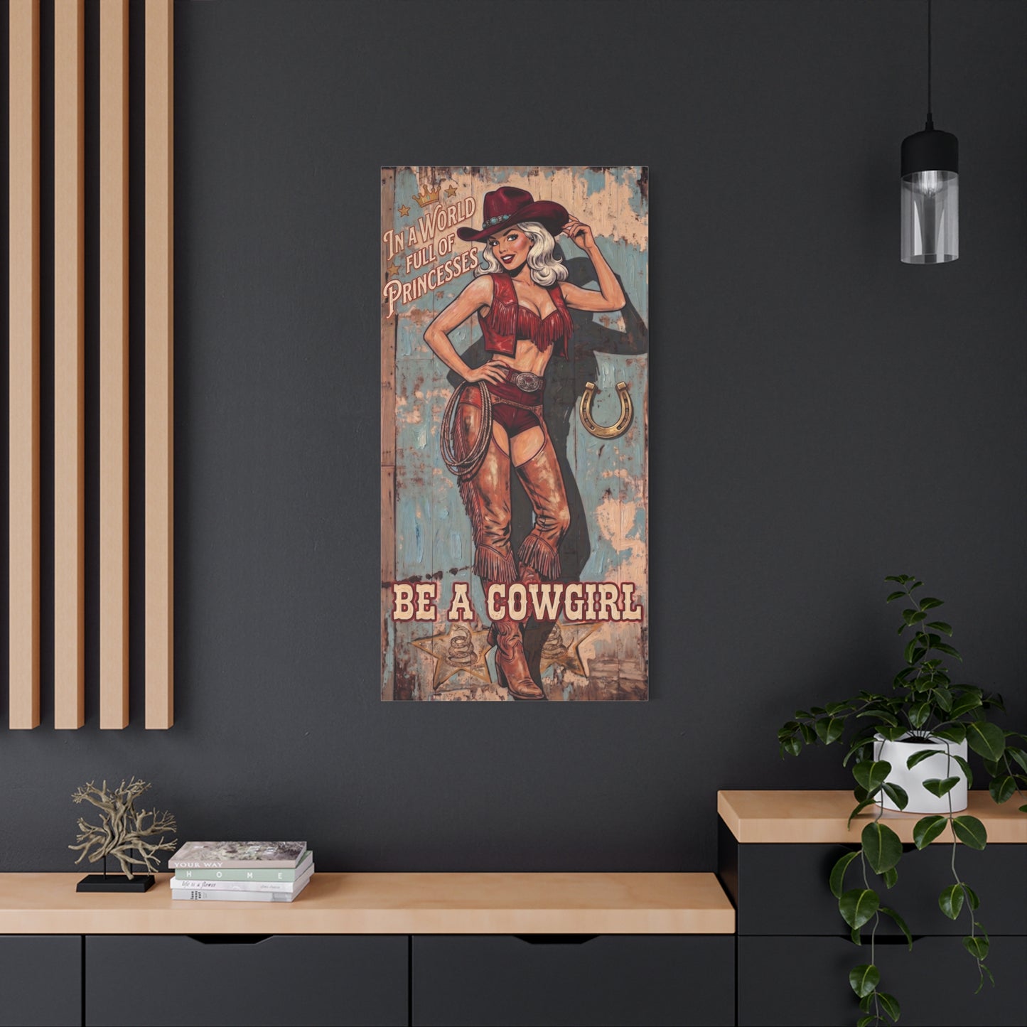 Be a Cowgirl Vintage Pin-Up Canvas Wall Art