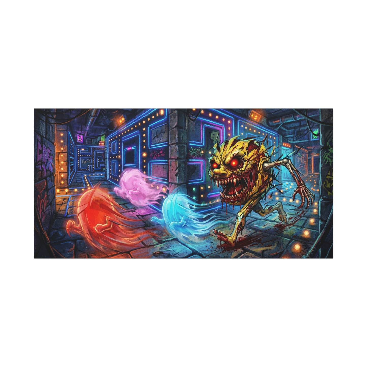 Evil Pacman Abstract Canvas Wall Art — Matte Stretched 1.25"