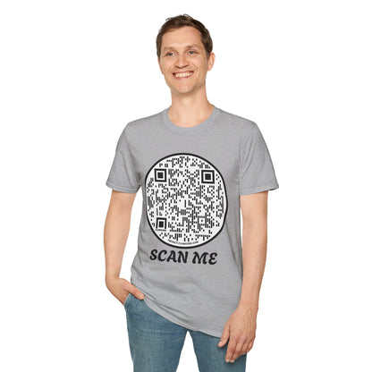 QR Code "Scan Me" T-Shirt — Interactive Novelty Shirt for Events & Gifts