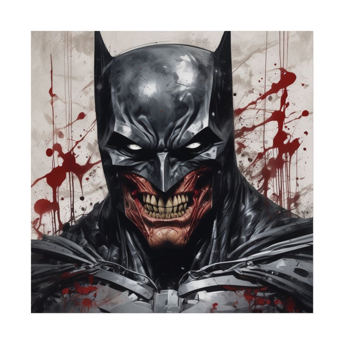 Horror Comic Fine Art Poster Print — Grinning Dark Knight Portrait