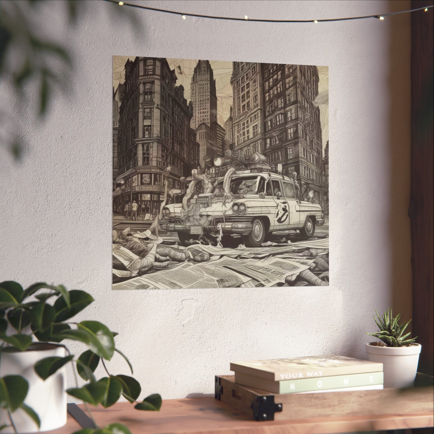 Vintage Ghostbusters Taxi Illustration