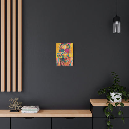 Colorful Pop Art Woman Drinking Canvas Wall Art