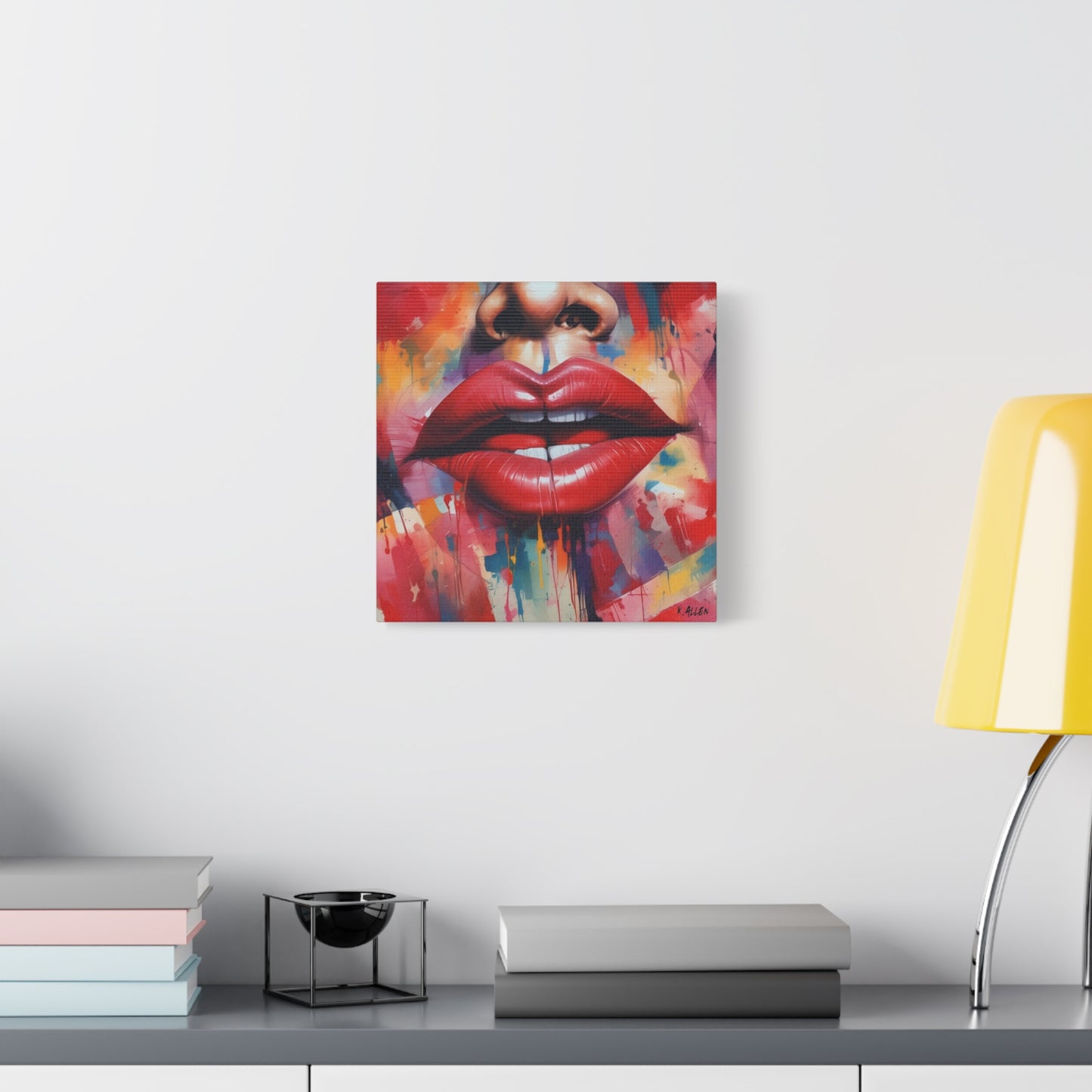 Bold Red Lips Pop Art Canvas — Matte Stretched Wall Art