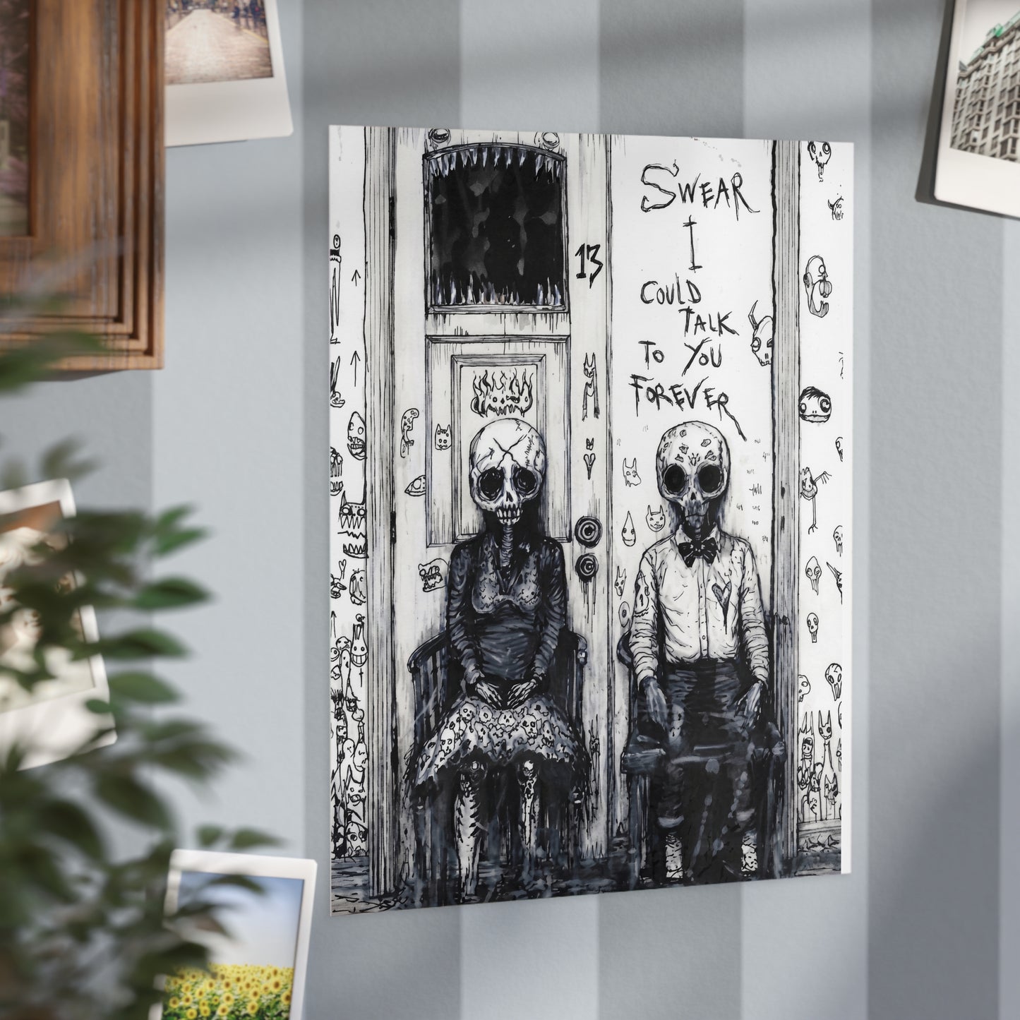 Skull Couple Art Print — “I Swear I Could Talk To You Forever” Gothic Wall Art