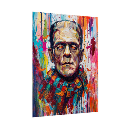 Frankenstein Color Splash Poster — Vibrant Pop Art Horror Wall Print