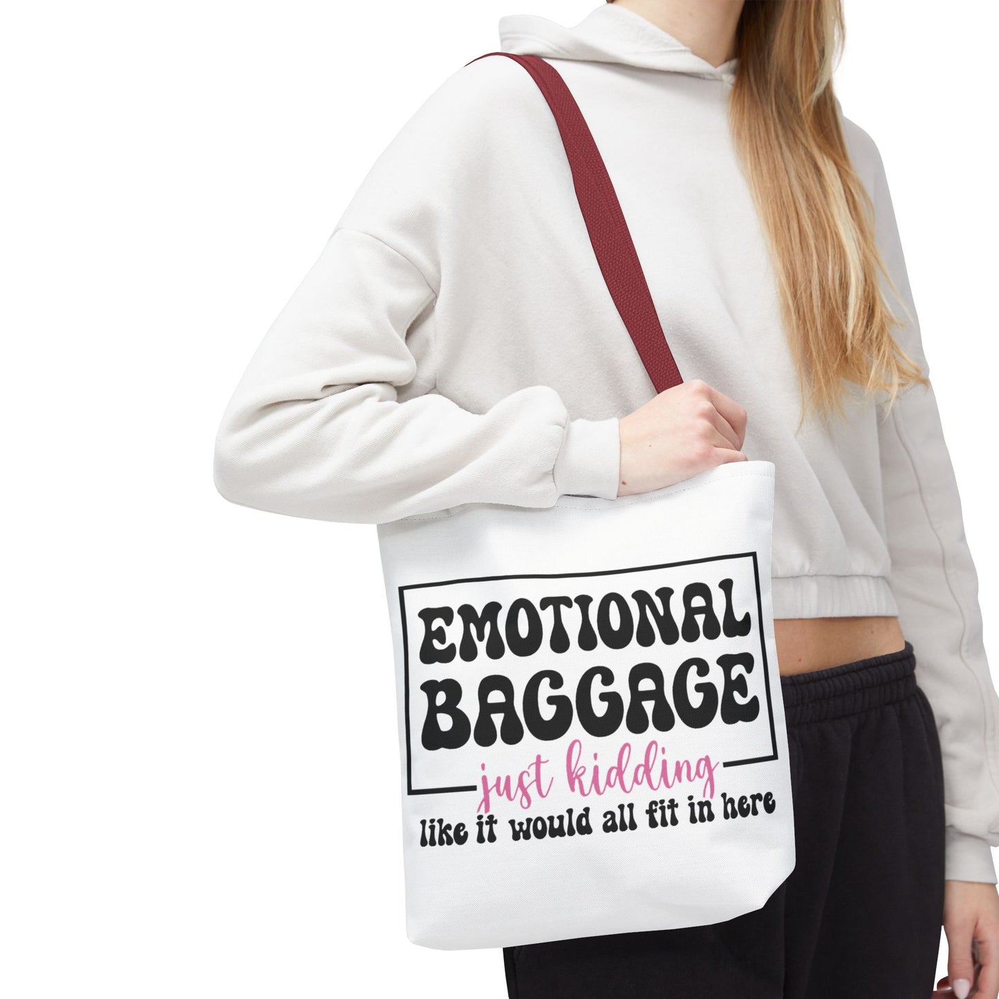 Emotional Baggage Tote Bag — Funny "Emotional Baggage (just kidding)" Reusable Shopper