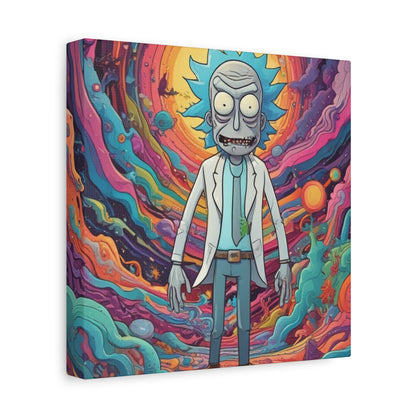 Psychedelic Rick Portal Canvas — Colorful Rick Illustration on Stretched Matte Canvas