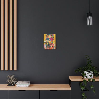 Colorful Pop Art Woman Drinking Canvas Wall Art