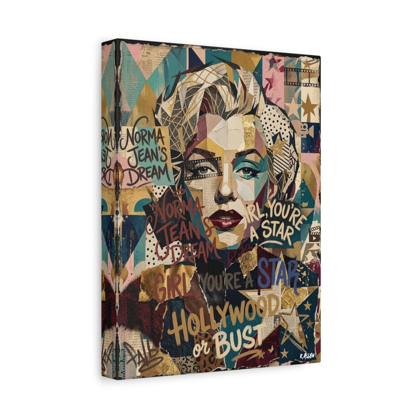 Hollywood Star Portrait Matte Canvas Wall Art, Stretched 1.25"