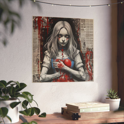 Dark Gothic Alice Fine Art Poster — Bleeding Heart Surreal Wall Art