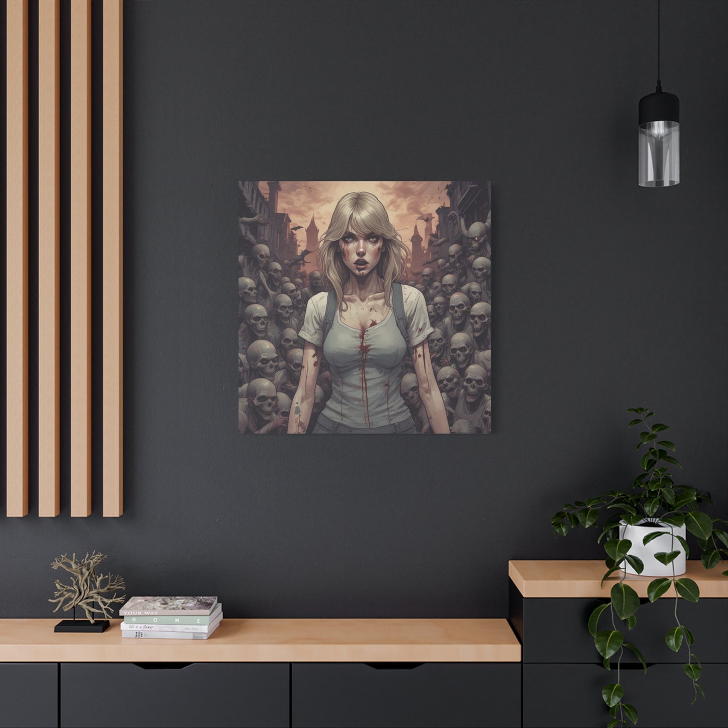 Zombie Swift Matte Canvas Wall Art — Gory Gothic Horror Illustration
