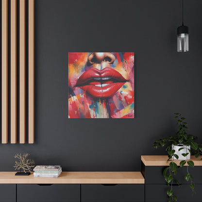 Bold Red Lips Pop Art Canvas — Matte Stretched Wall Art