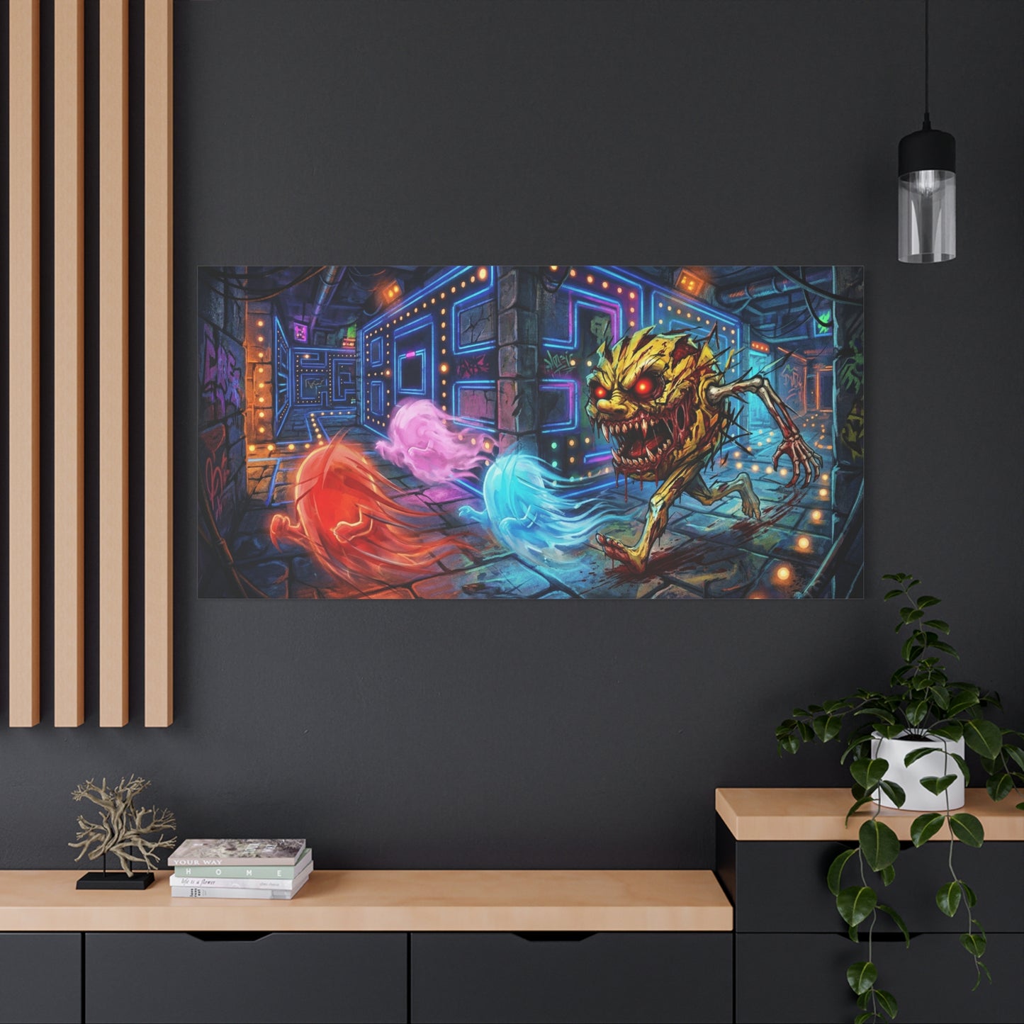 Evil Pacman Abstract Canvas Wall Art — Matte Stretched 1.25"