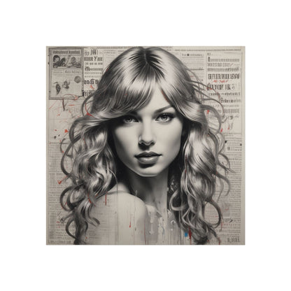 Taylor Inspired Portrait on Vintage Newspaper Background