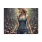 Zombie Swift Horde Canvas Print — Female Survivor Horror Wall Art (Matte Stretched 1.25")