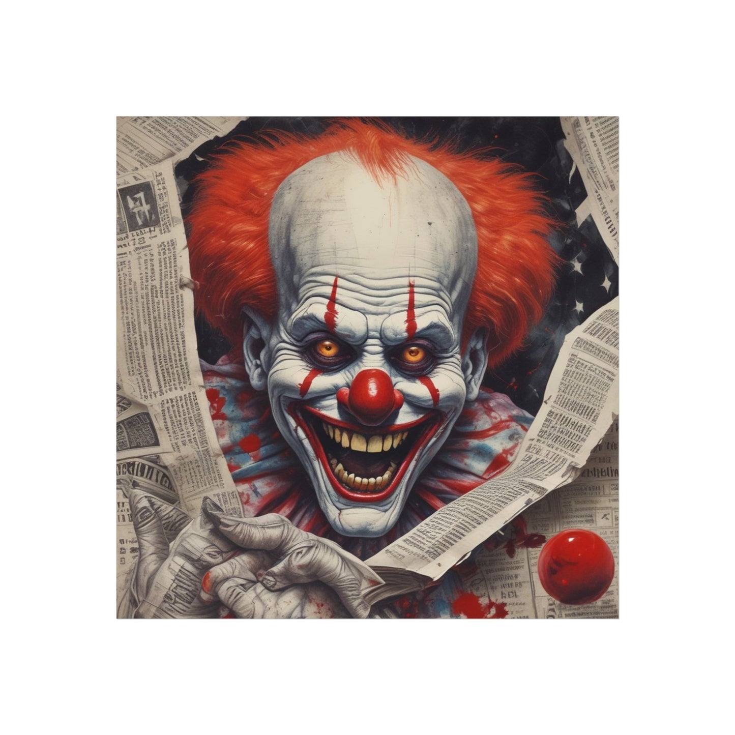 Creepy Pennywise-Style Scary Circus Wall Art