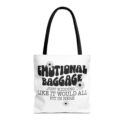Tote Bag — "Emotional Baggage" Funny Quote Tote with Daisy Vibe