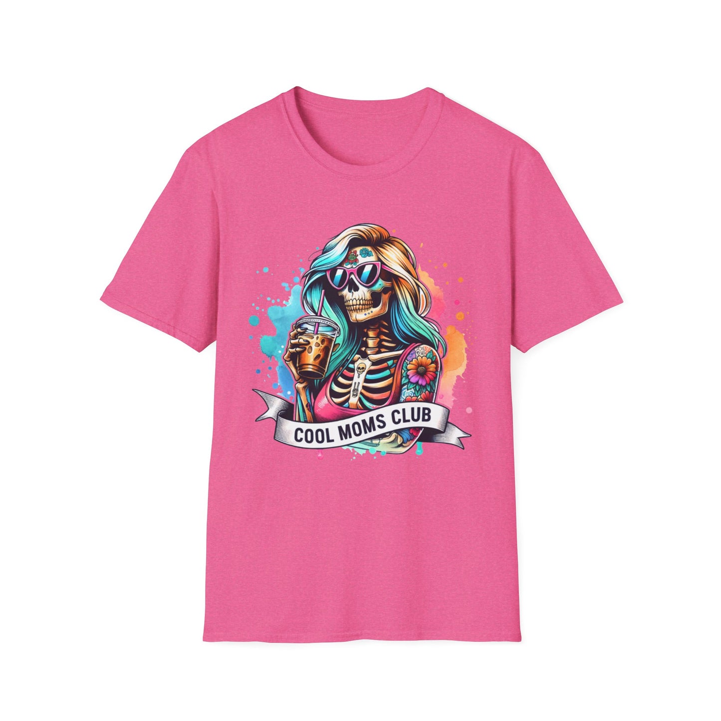 Cool Moms Club Skull T-Shirt — Colorful Day of the Dead Mom Graphic Tee