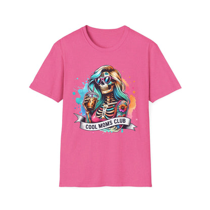 Cool Moms Club Skull T-Shirt — Colorful Day of the Dead Mom Graphic Tee