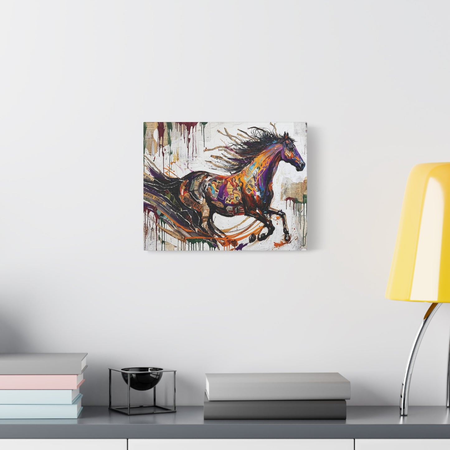 Colorful Galloping Horse Canvas Print — Vibrant Abstract Equestrian Wall Art
