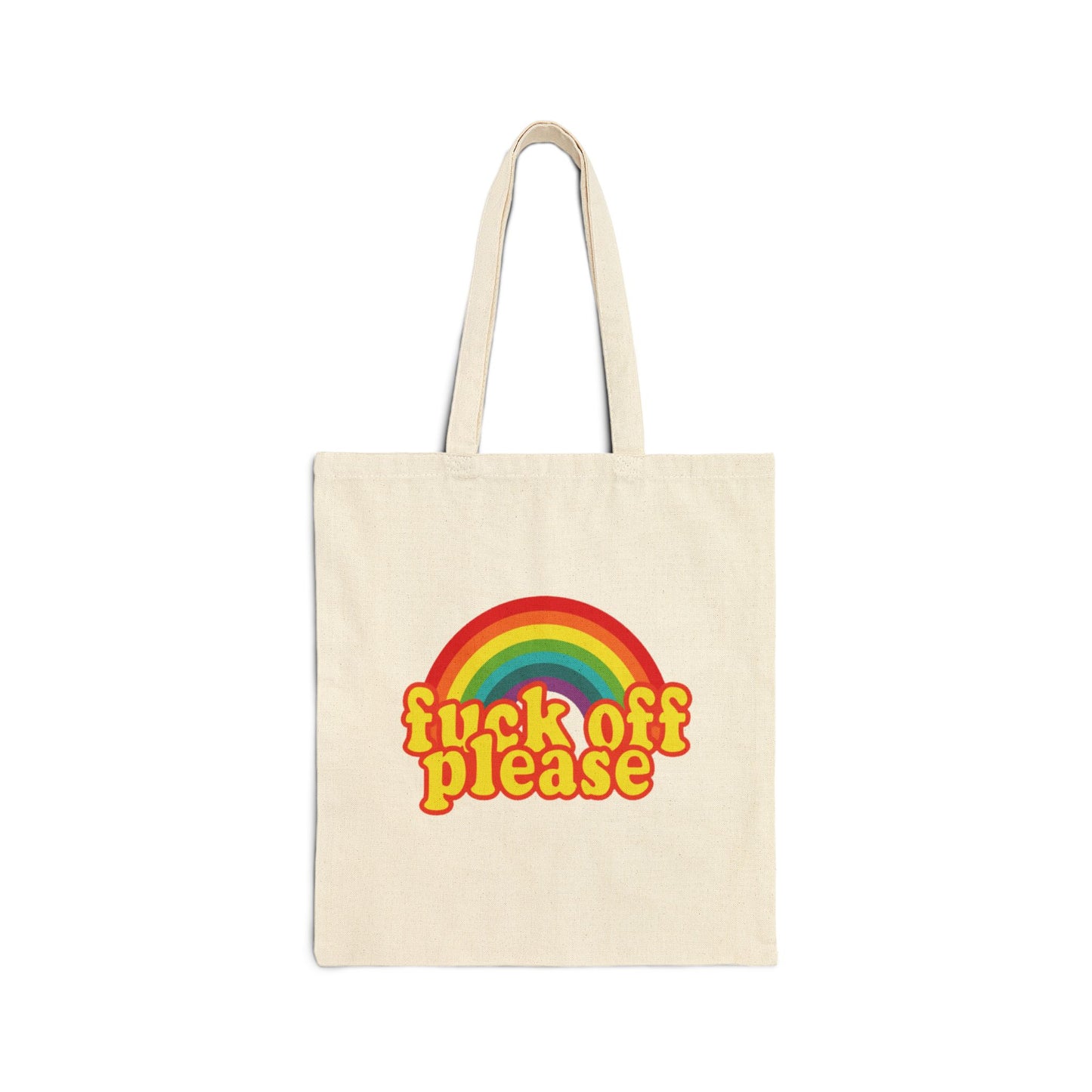 Tote Bag — Retro Rainbow "Fuck Off Please" Canvas Tote