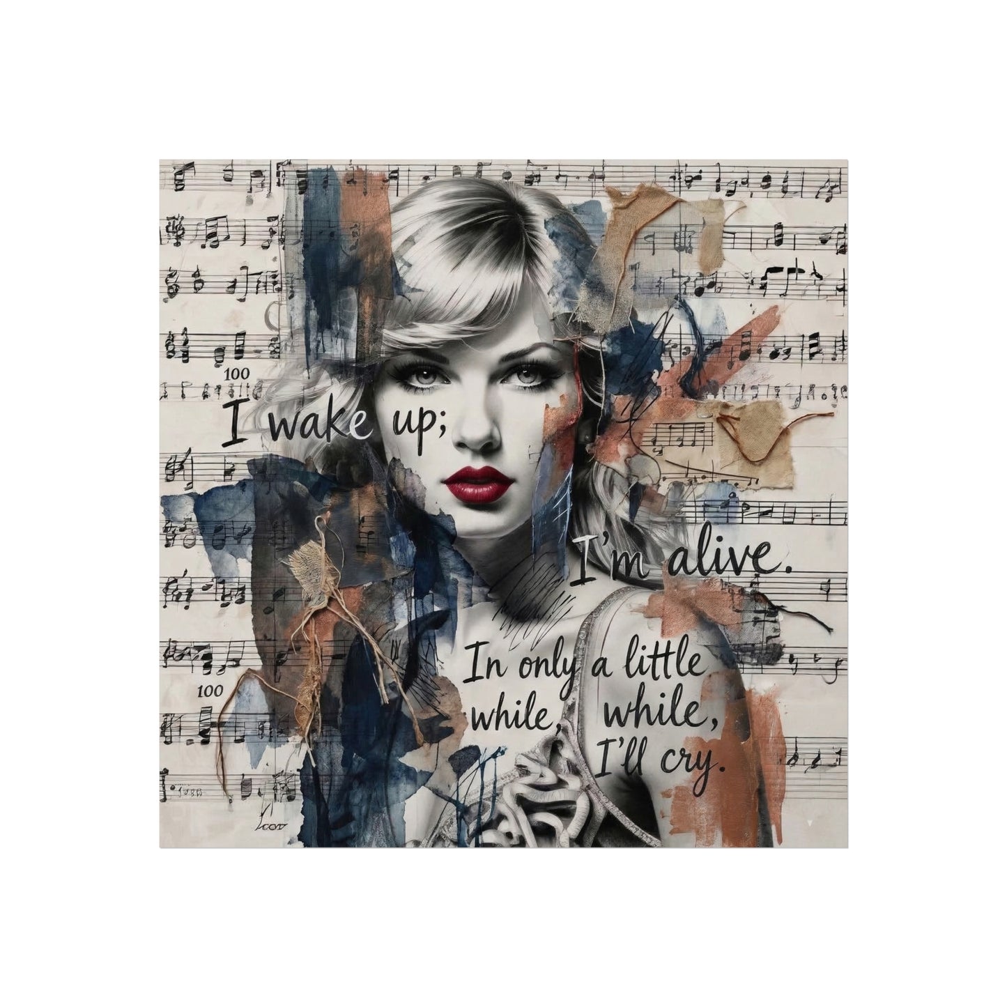 Swift Inspired Fine Art Poster — "I Wake Up; I'm Alive" Taylor-Inspired Music Portrait