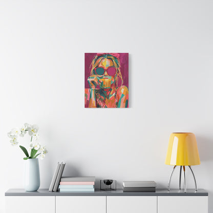 Pop Art Woman Drinking Coffee Canvas - Pink