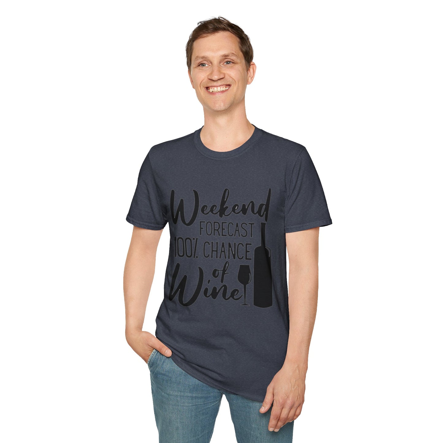 Wine Weekend T-Shirt — "Weekend Forecast 100% Chance of Wine" Graphic Tee