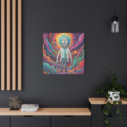 Psychedelic Rick Portal Canvas — Colorful Rick Illustration on Stretched Matte Canvas