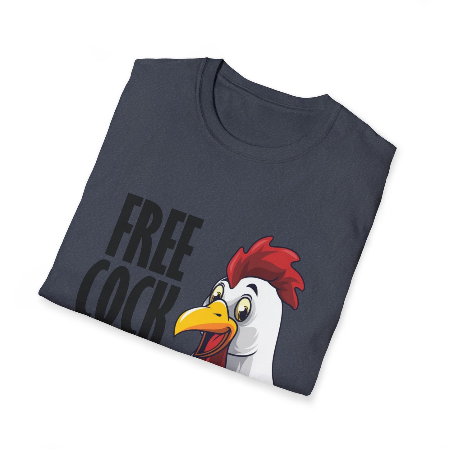 Graphic T-Shirt — "Free Cock Ride" Rooster Novelty Tee
