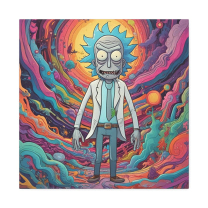Psychedelic Rick Portal Canvas — Colorful Rick Illustration on Stretched Matte Canvas